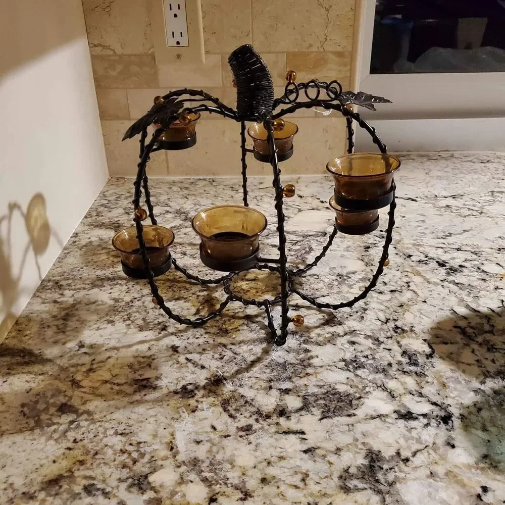 Wired Large Pumpkin Shaped Votive Holder Centerpiece New w/o tags